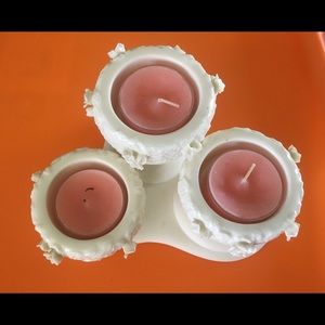 PartyLite Ceramic Roses 3 Tea-light, Votive Holder